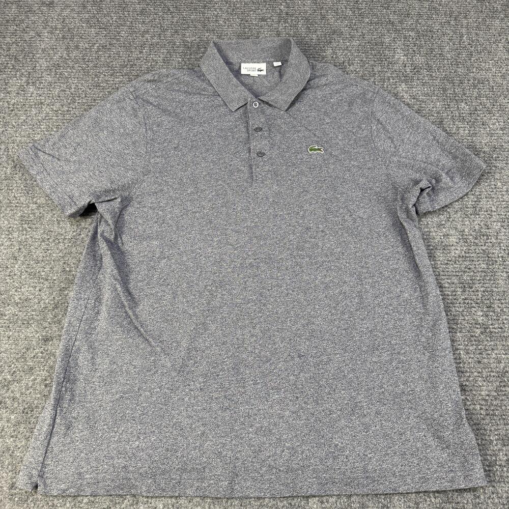 Lacoste Sport Polo Shirt Mens 3XL Gray Heather Cotton Croc Logo Golf Casual